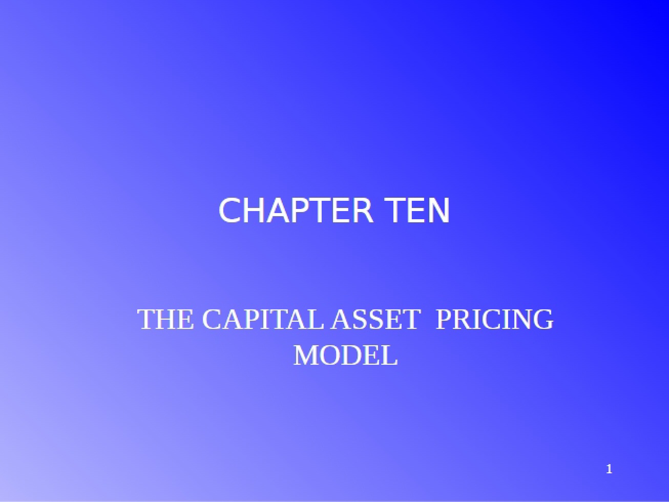 Capital Asset Pricing Model (Unit 10)