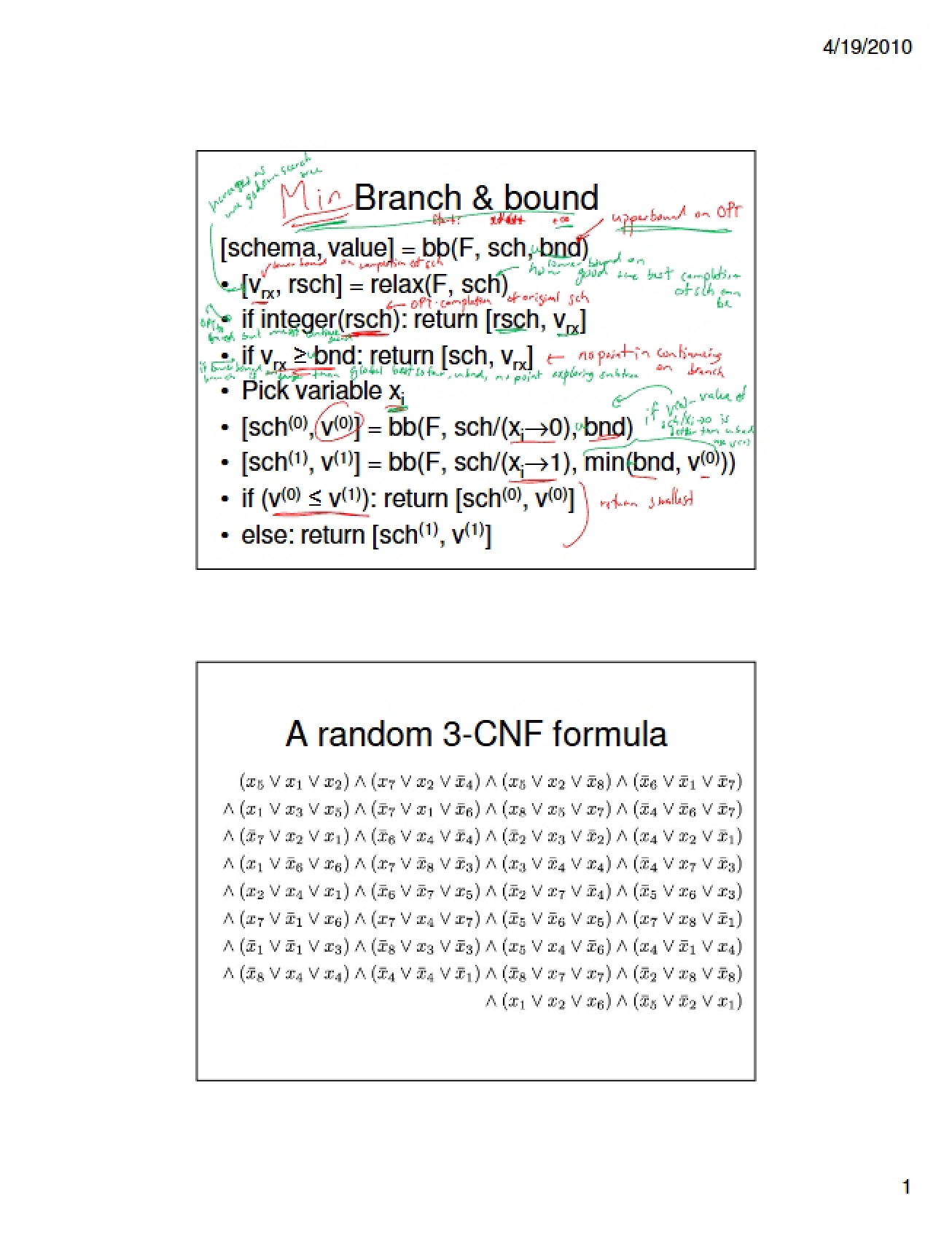 Bound and Branch Optimization