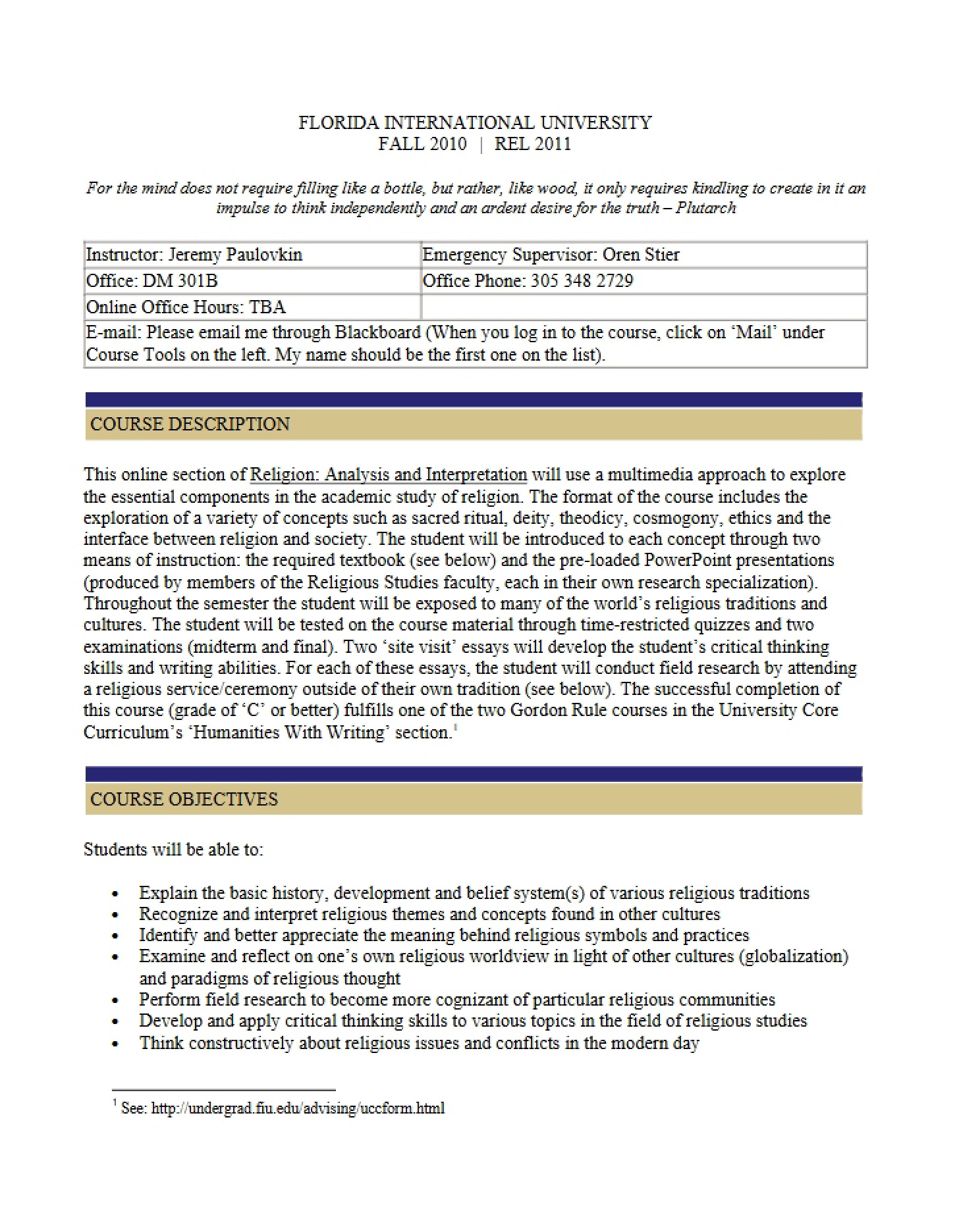 Subject Syllabus
