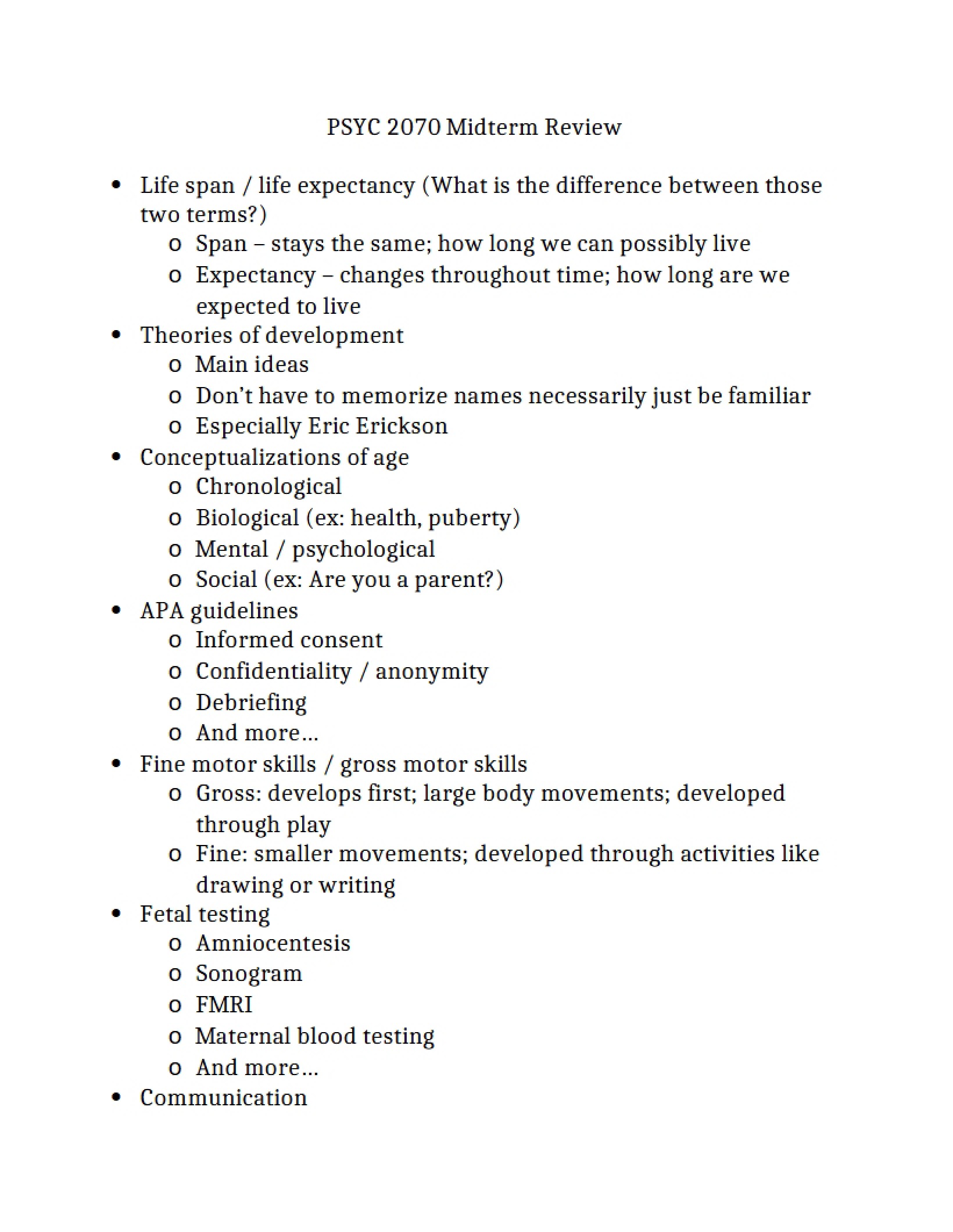 Reviewing the Midterm