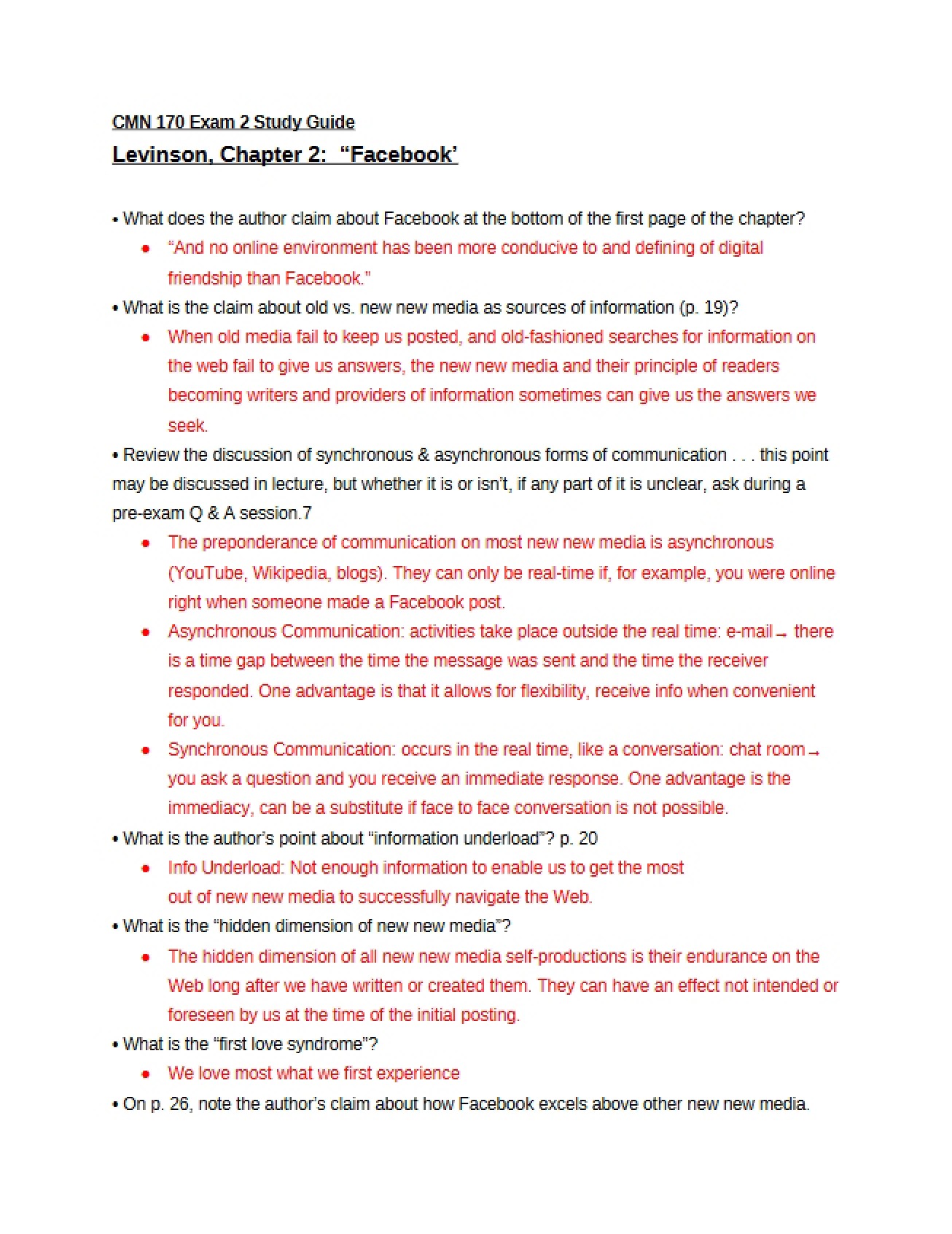 Study Guide for the Second Exam
