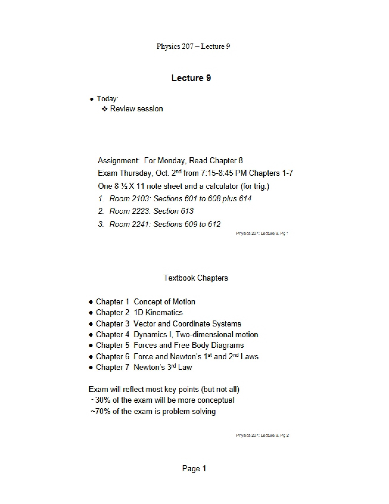 Lecture 2 (Physics 207)
