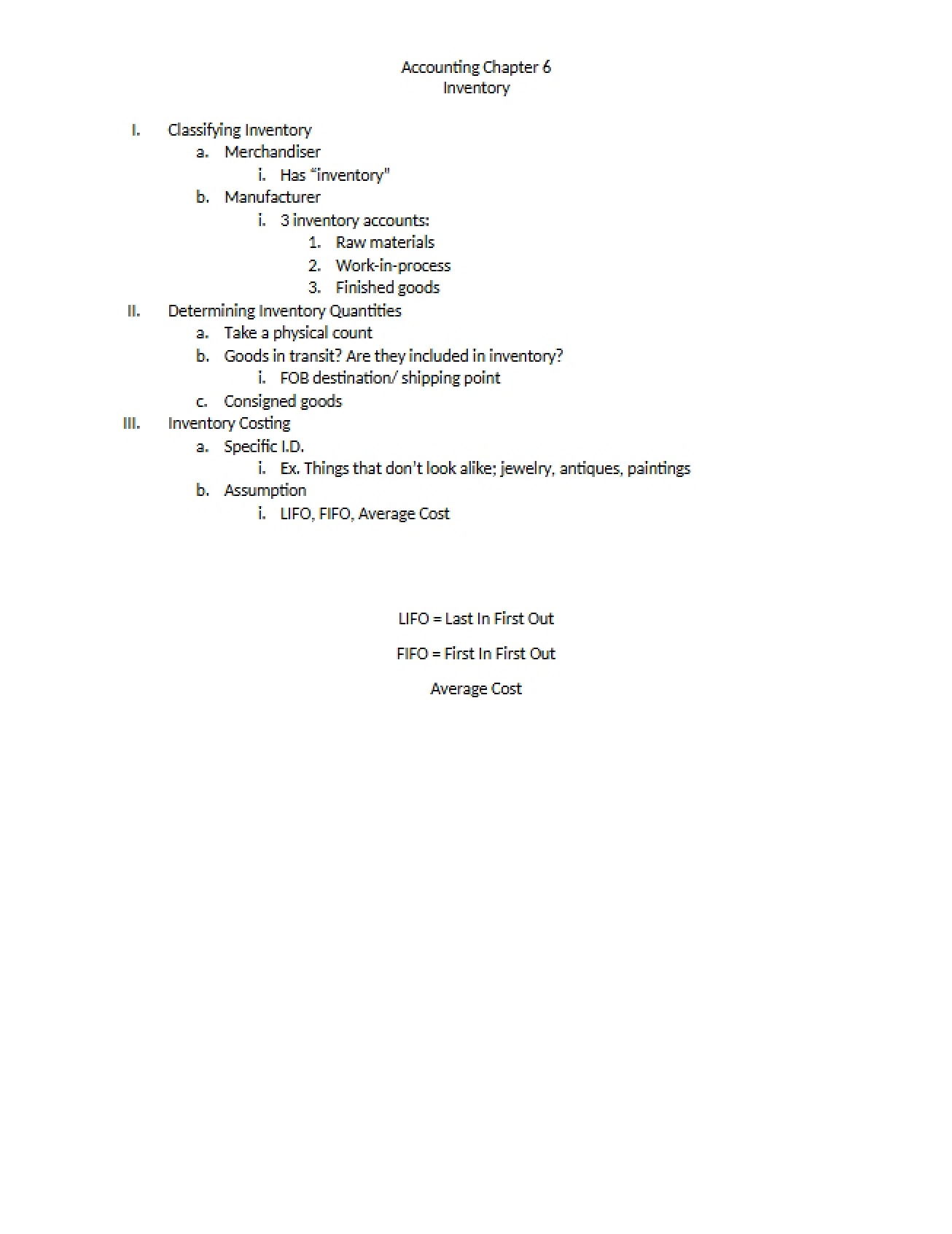 Inventory Management Concepts