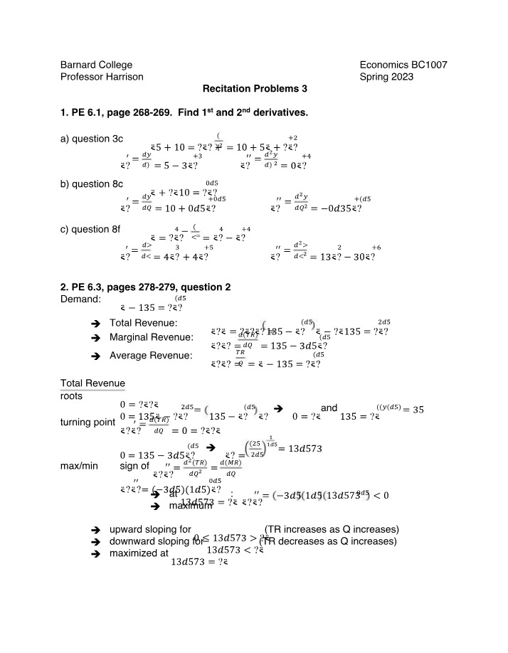 Recitation 3 Problems