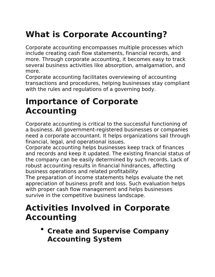 Corporate Accounting - What Is It