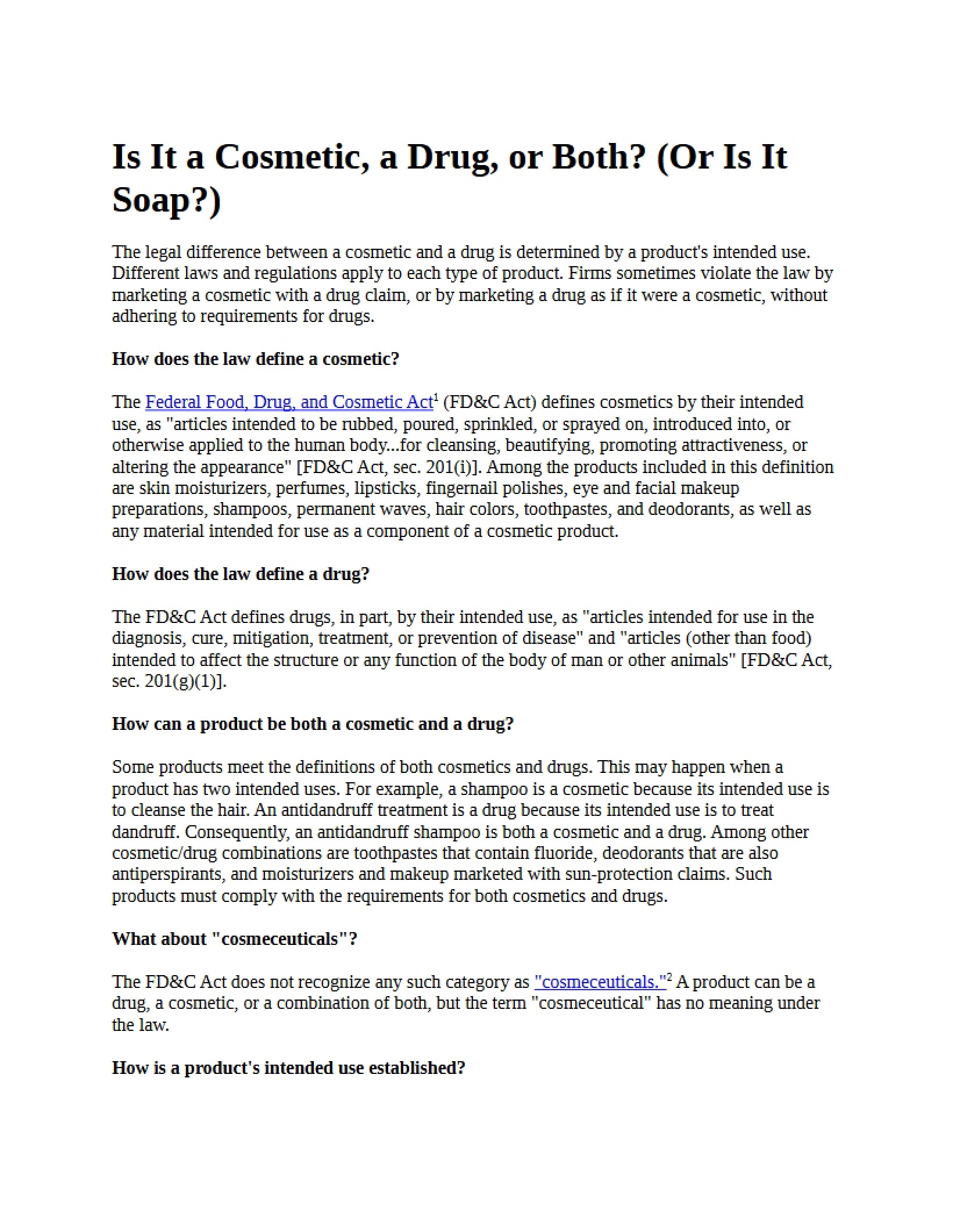 Cosmetics and the FDA
