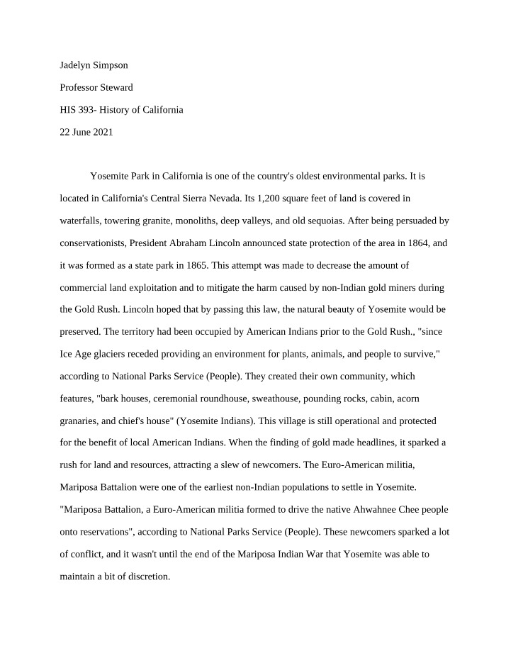 Yosemite National Park - History and Nature Preservation