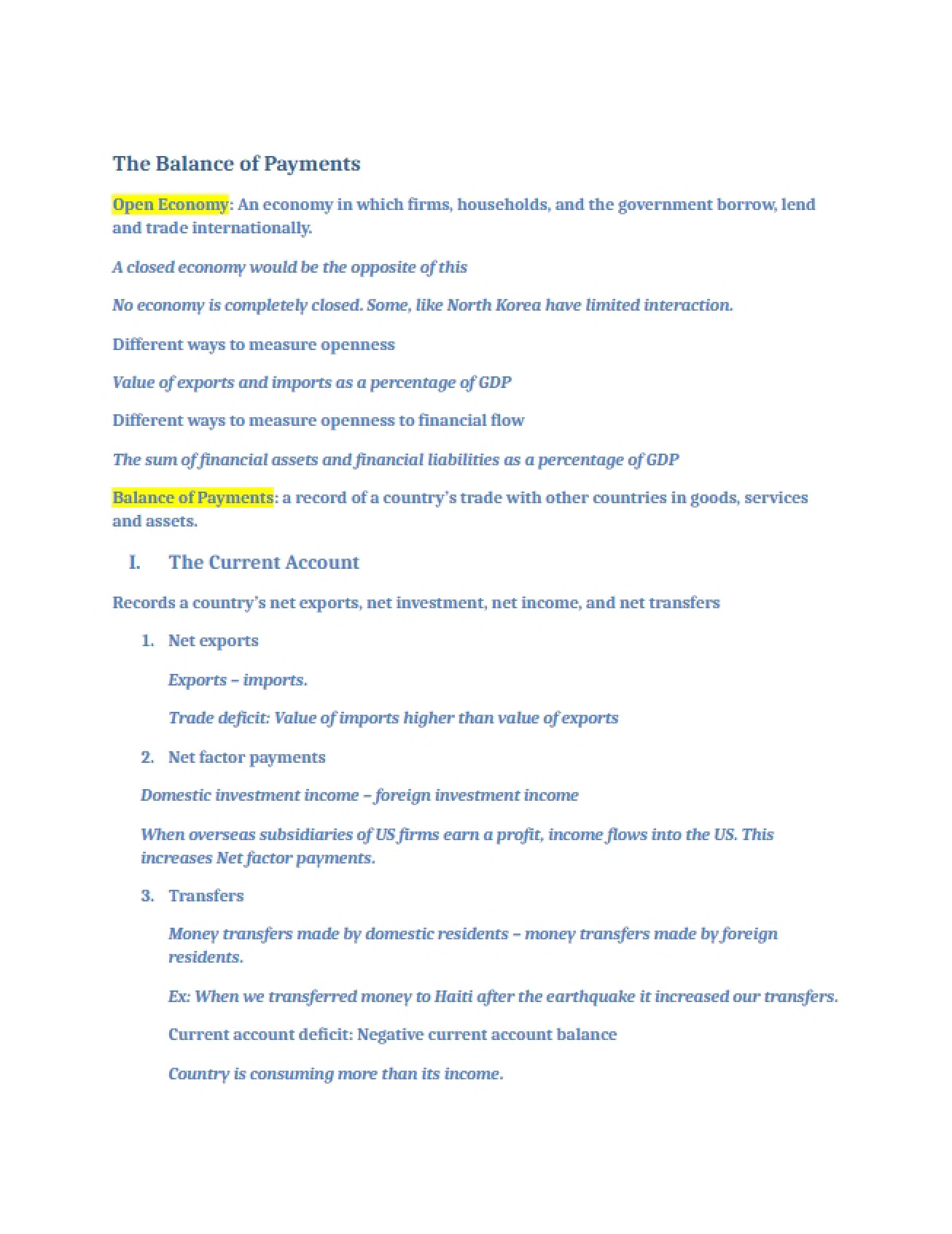 Outline of the Fourth Chapter of an Intermediate Macroeconomics Textbook