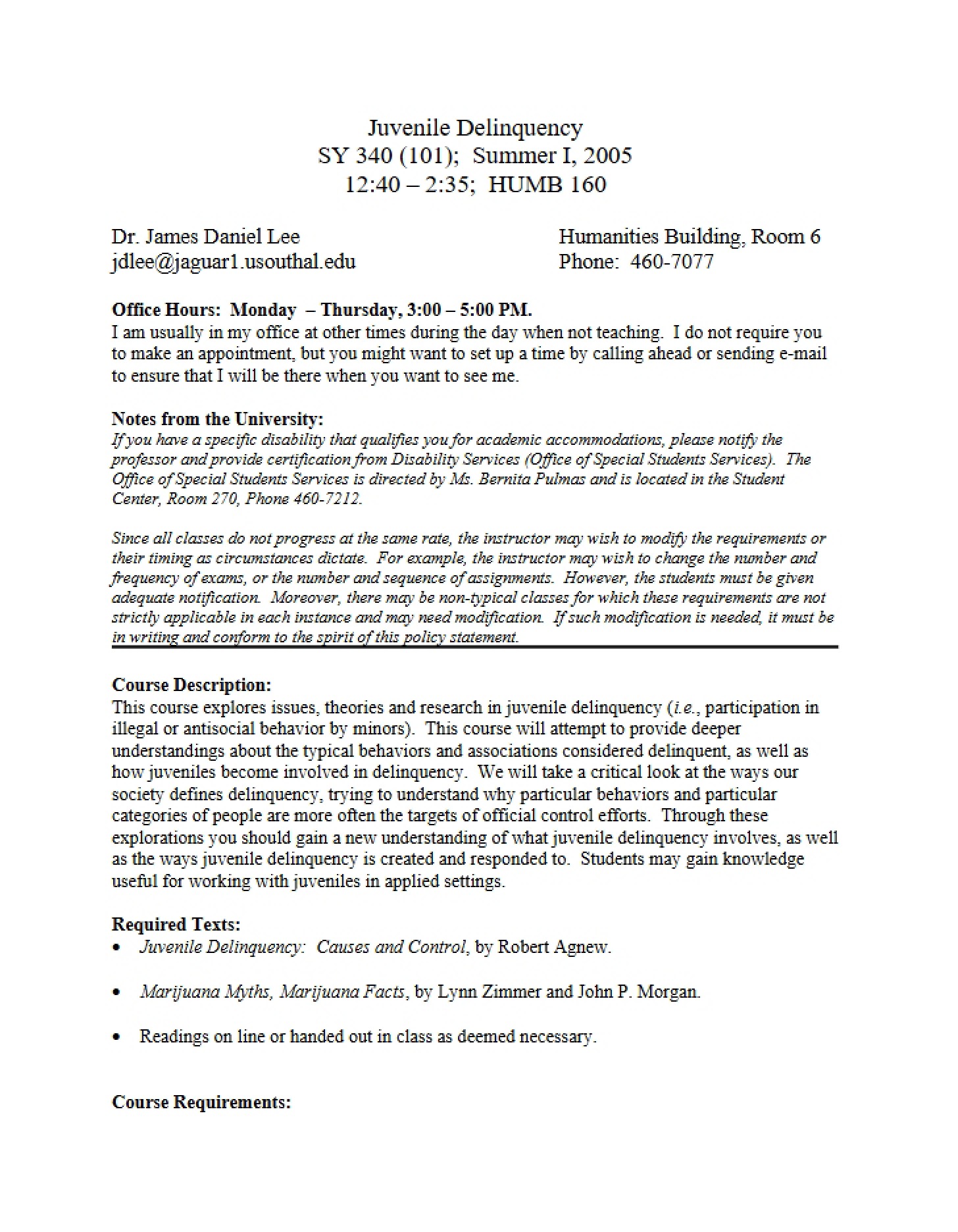 Syllabus for SY 340