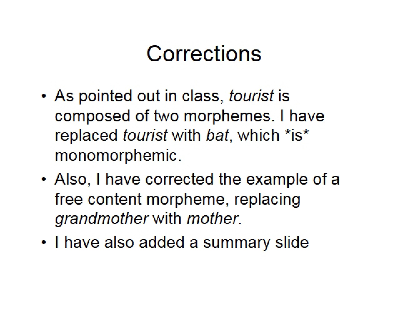 Language and Mind Corrections