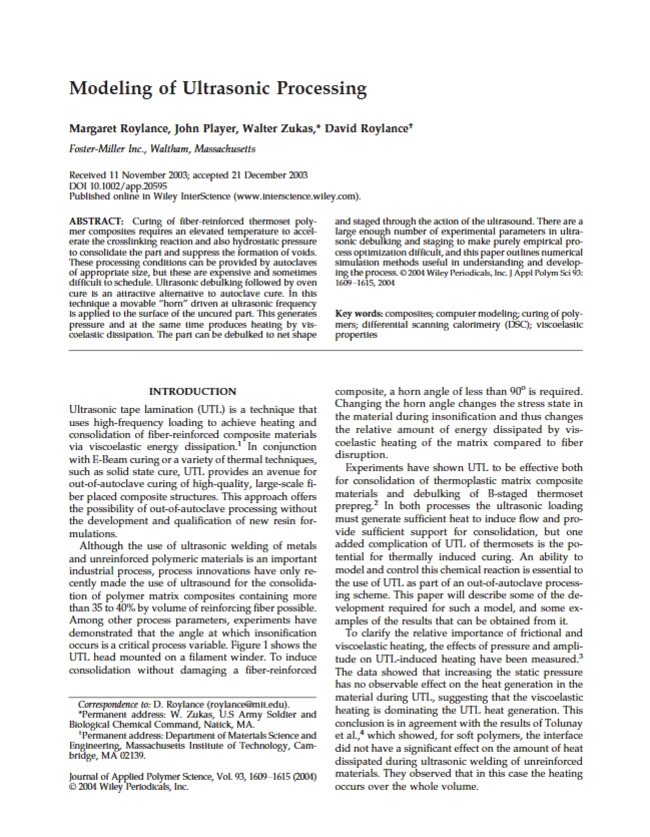 Ultrasonic Processing Modeling