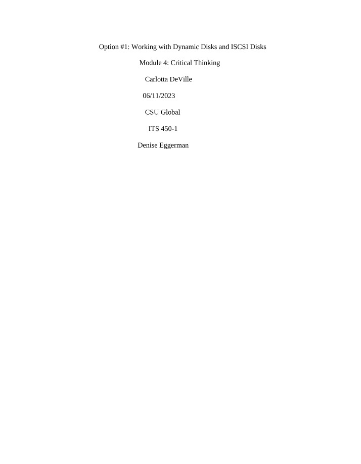 Working with ISCSI and Dynamic Disks