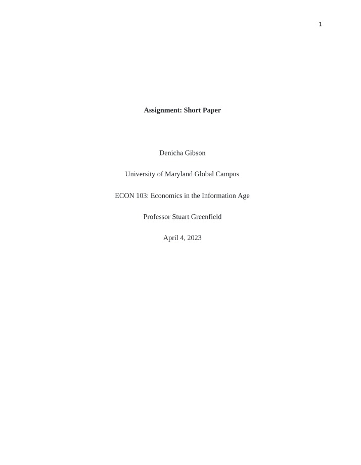 ECON 103 Short Paper - Gibson