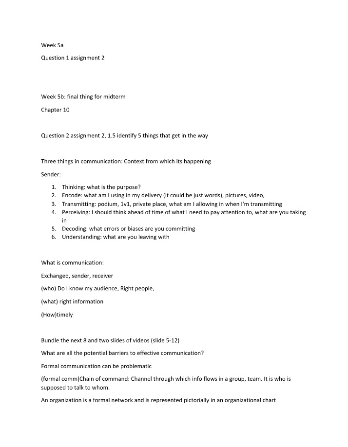 Notes on Barriers to Effective Communication