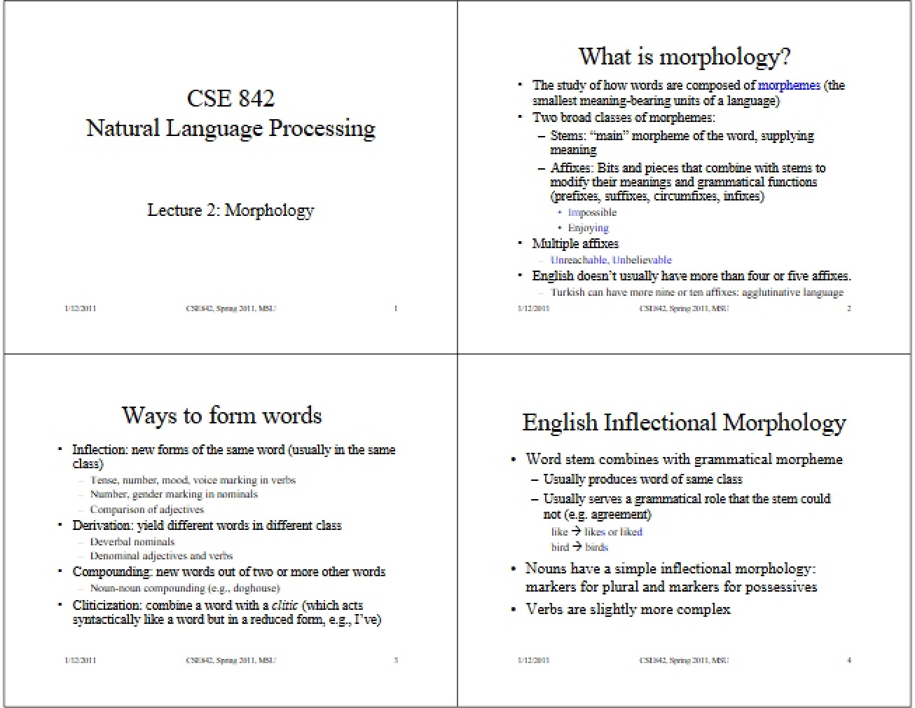 Morphology Lecture 2