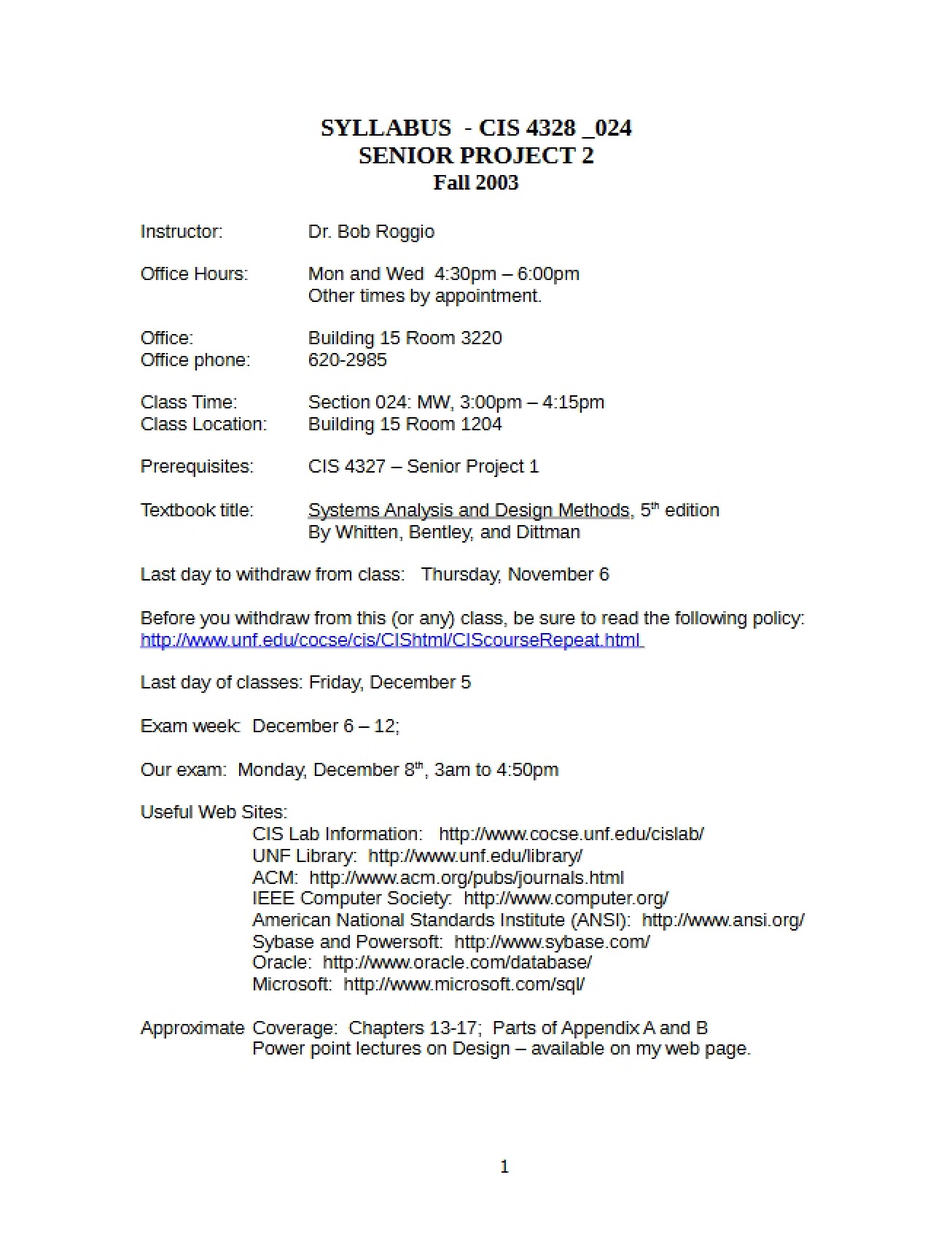 CIS 4328 Course Syllabus