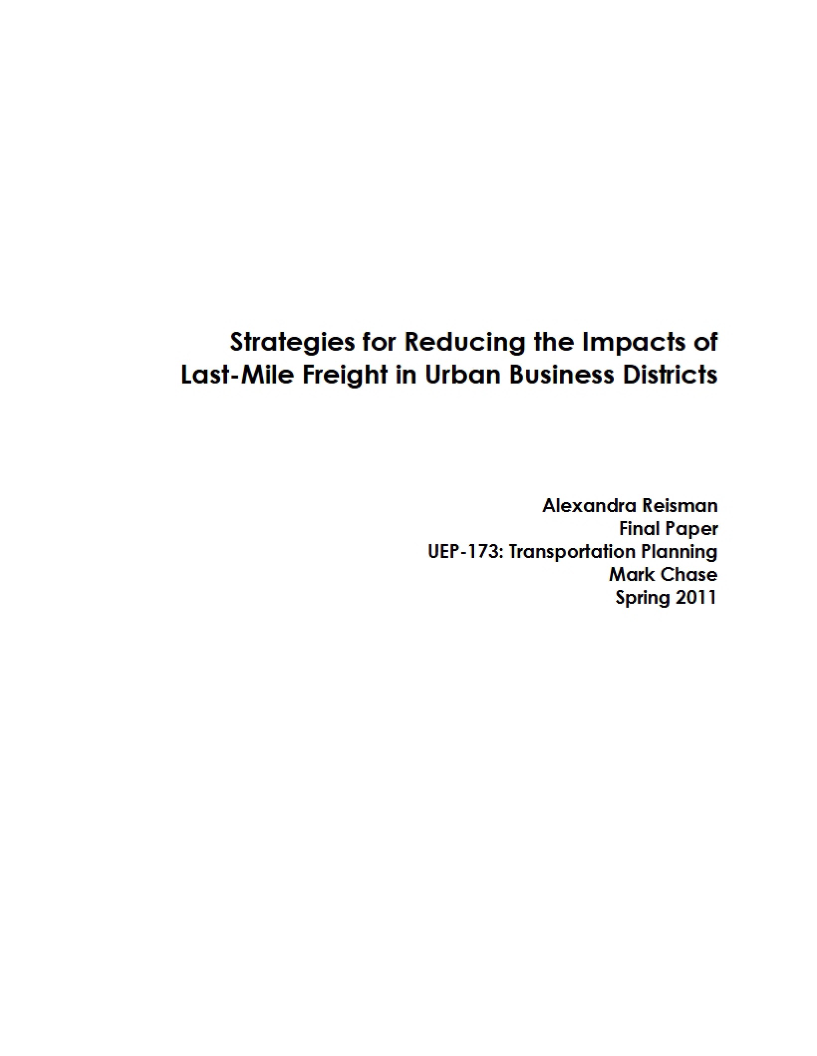 Reducing Last-Mile Freight Impact in Urban Districts