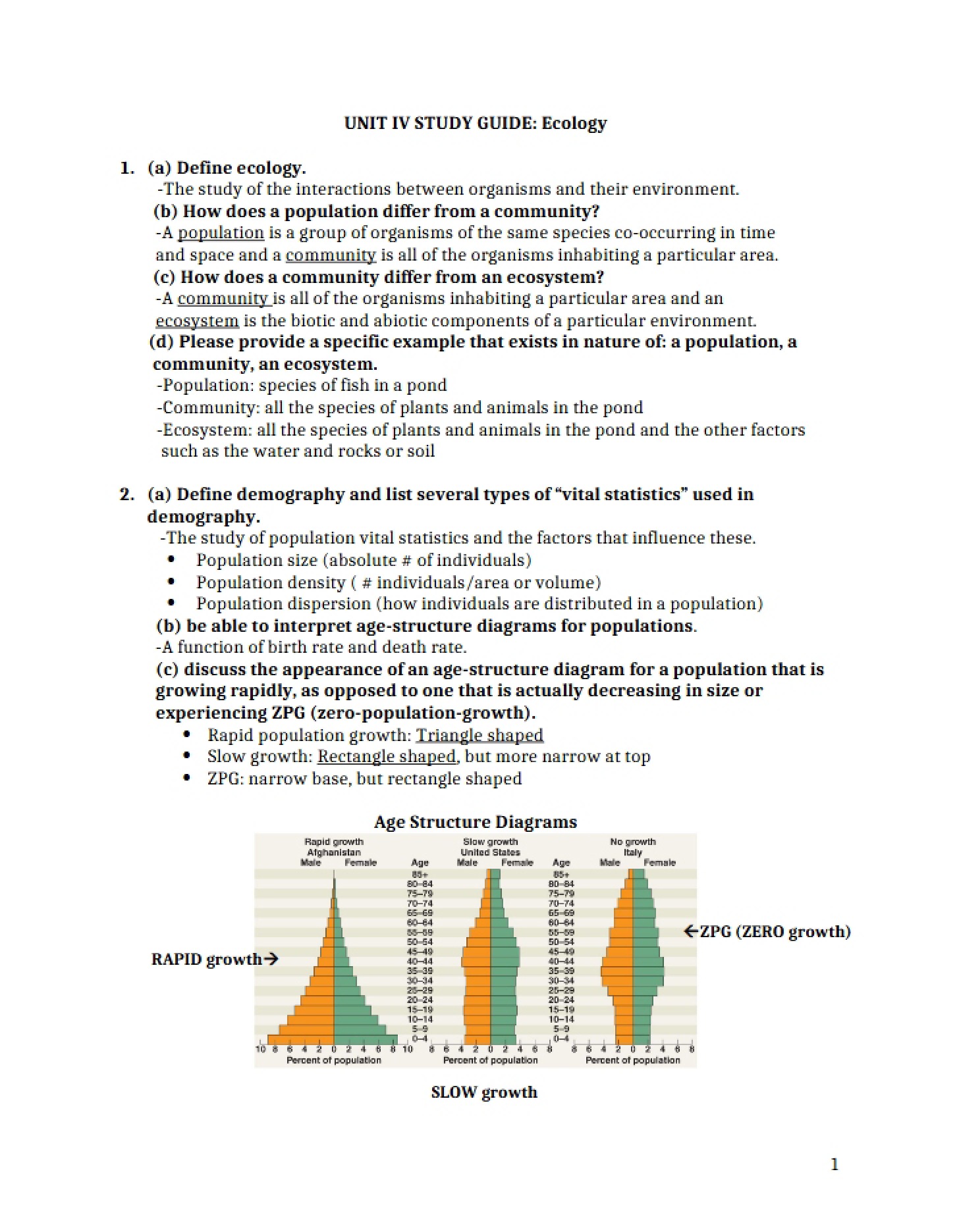 Sustaining Ecosystems Review Materials