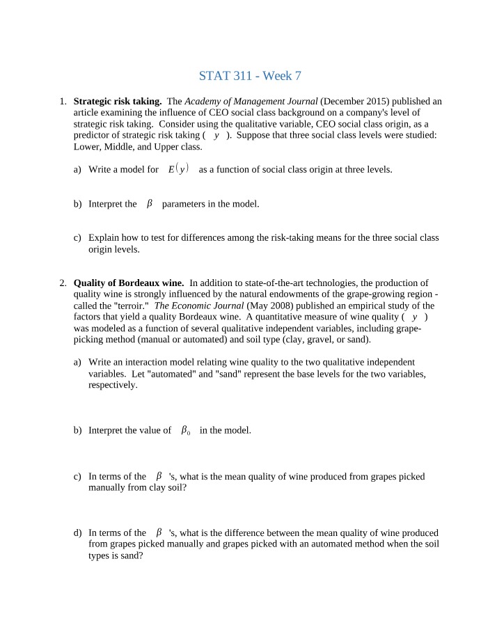 Week 7 - STAT 311