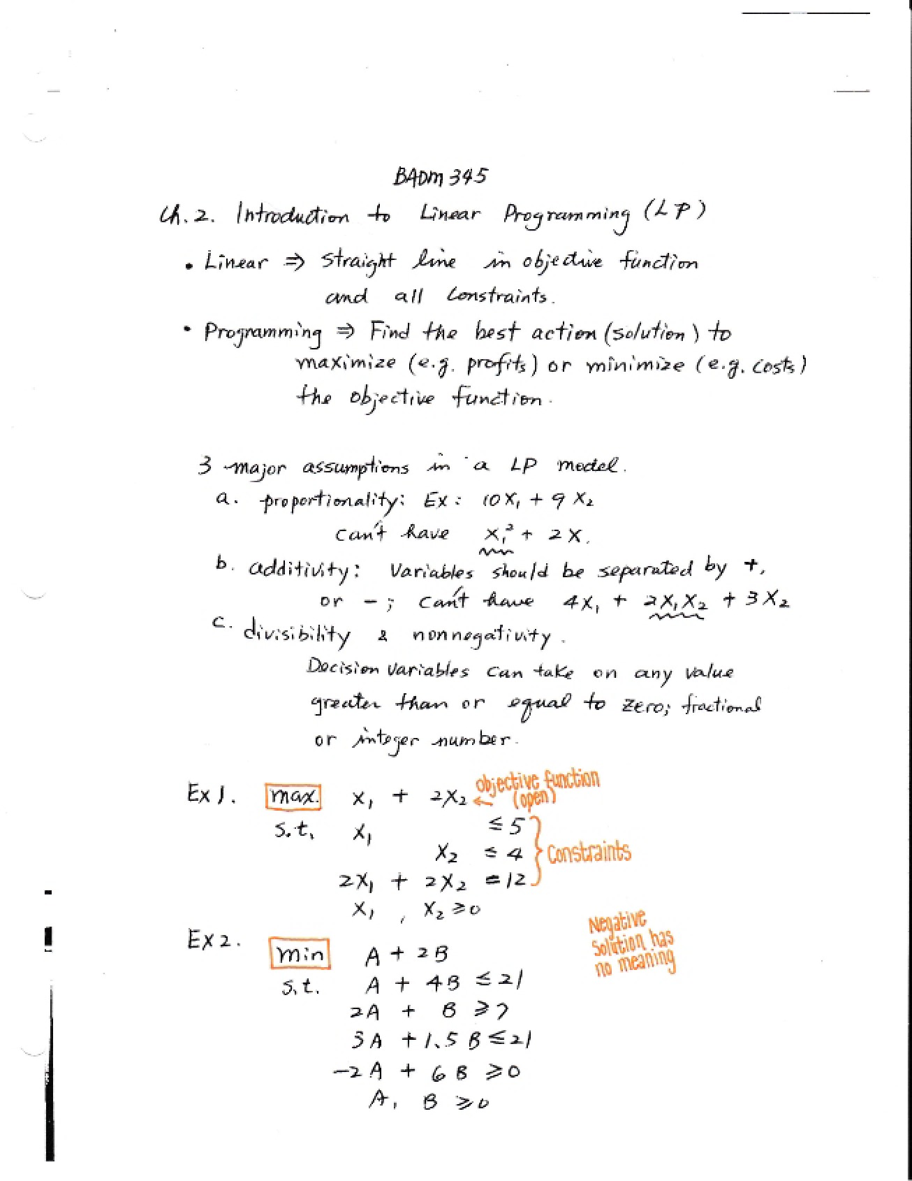 Second Chapter Overview (BADM 345)