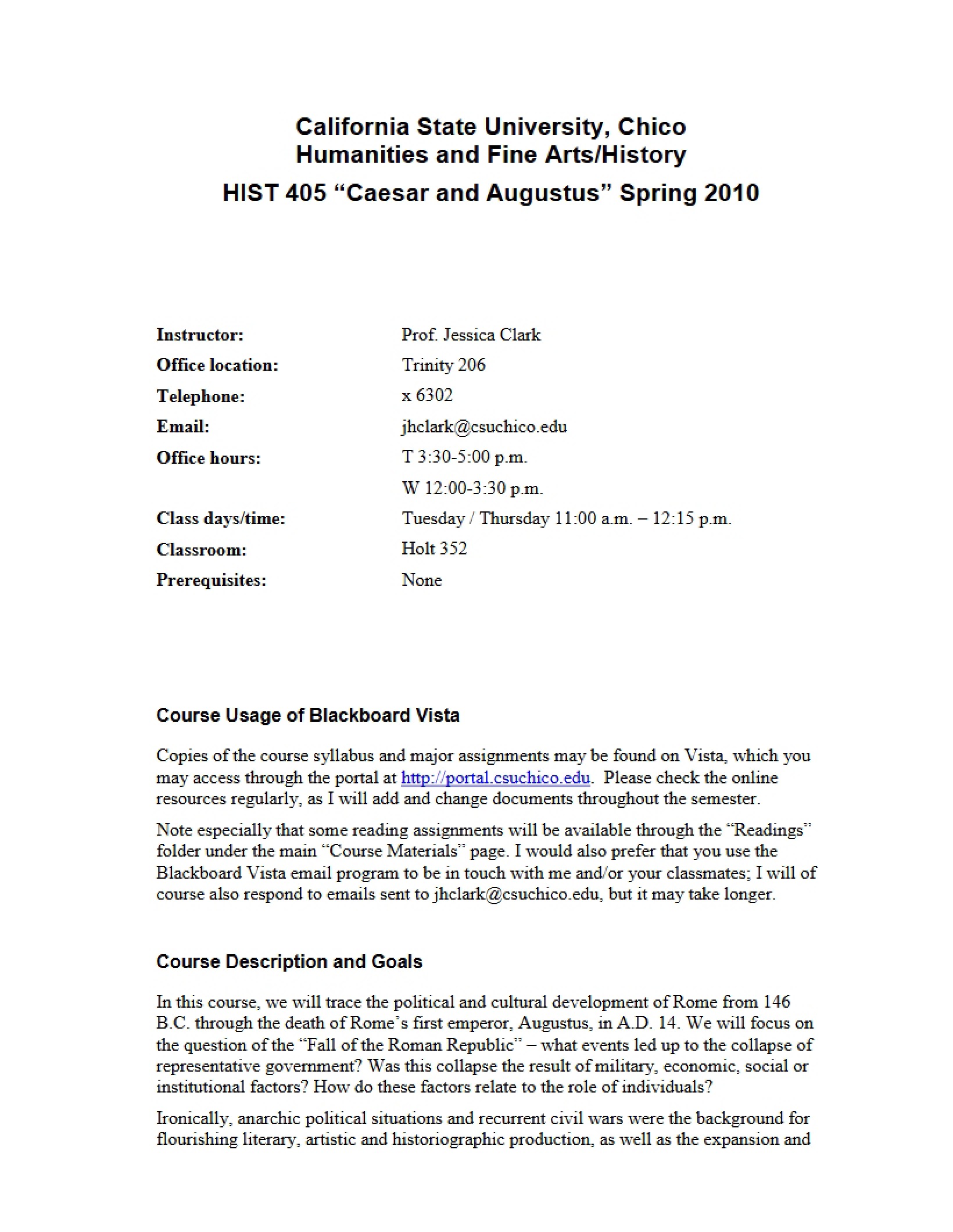 Caesar and Augustus Age Syllabus