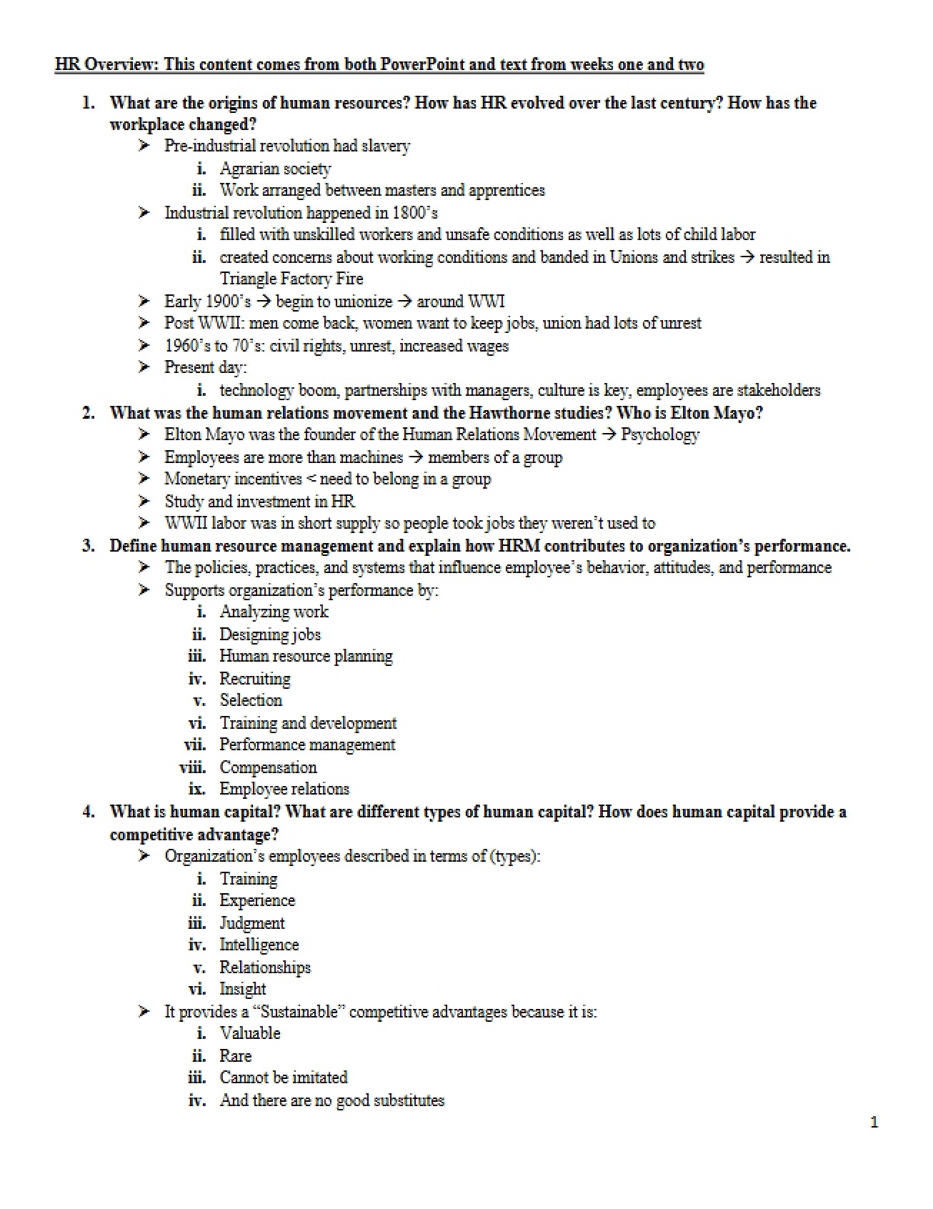 Human Resources Origins