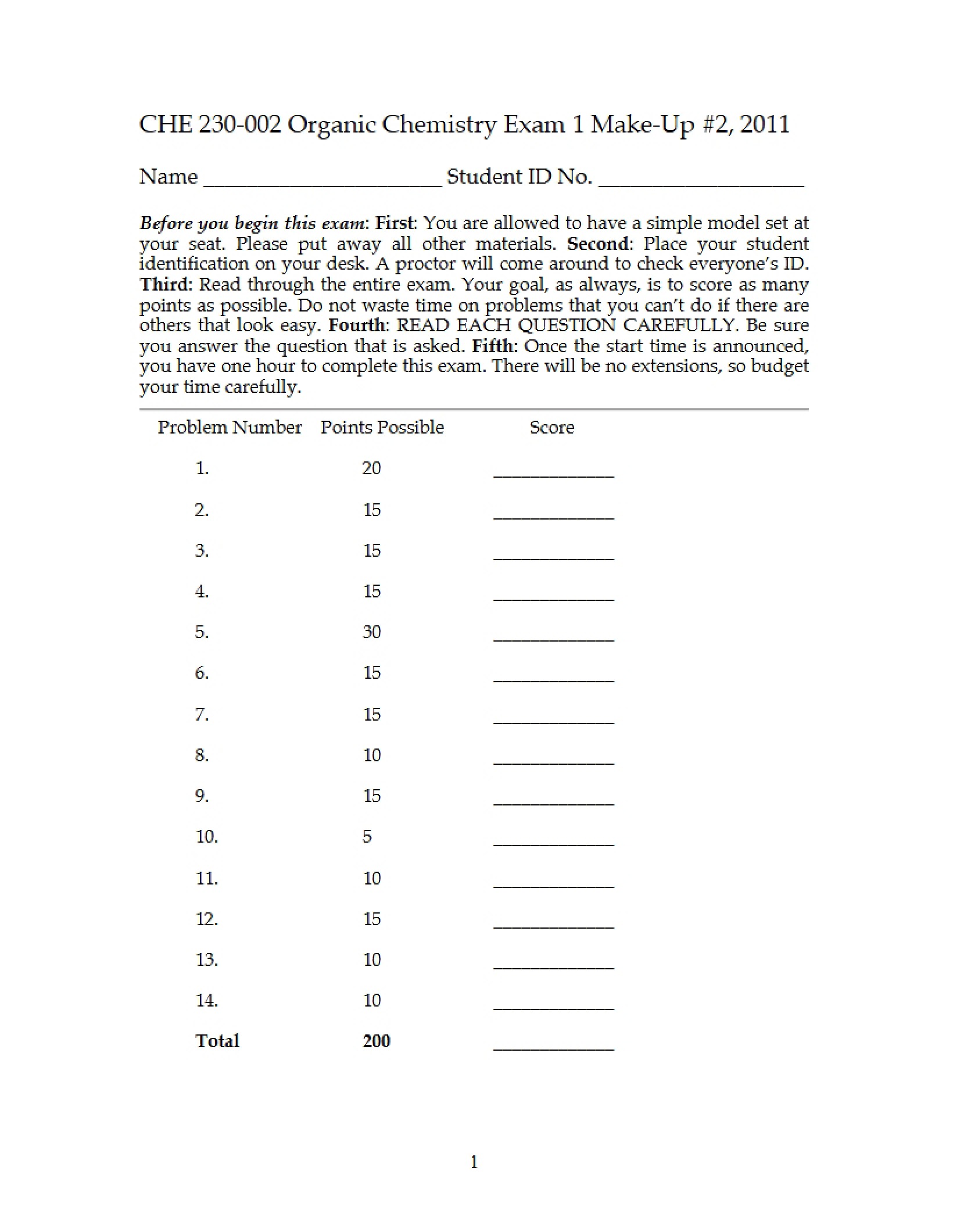 Exam One CCHE 230