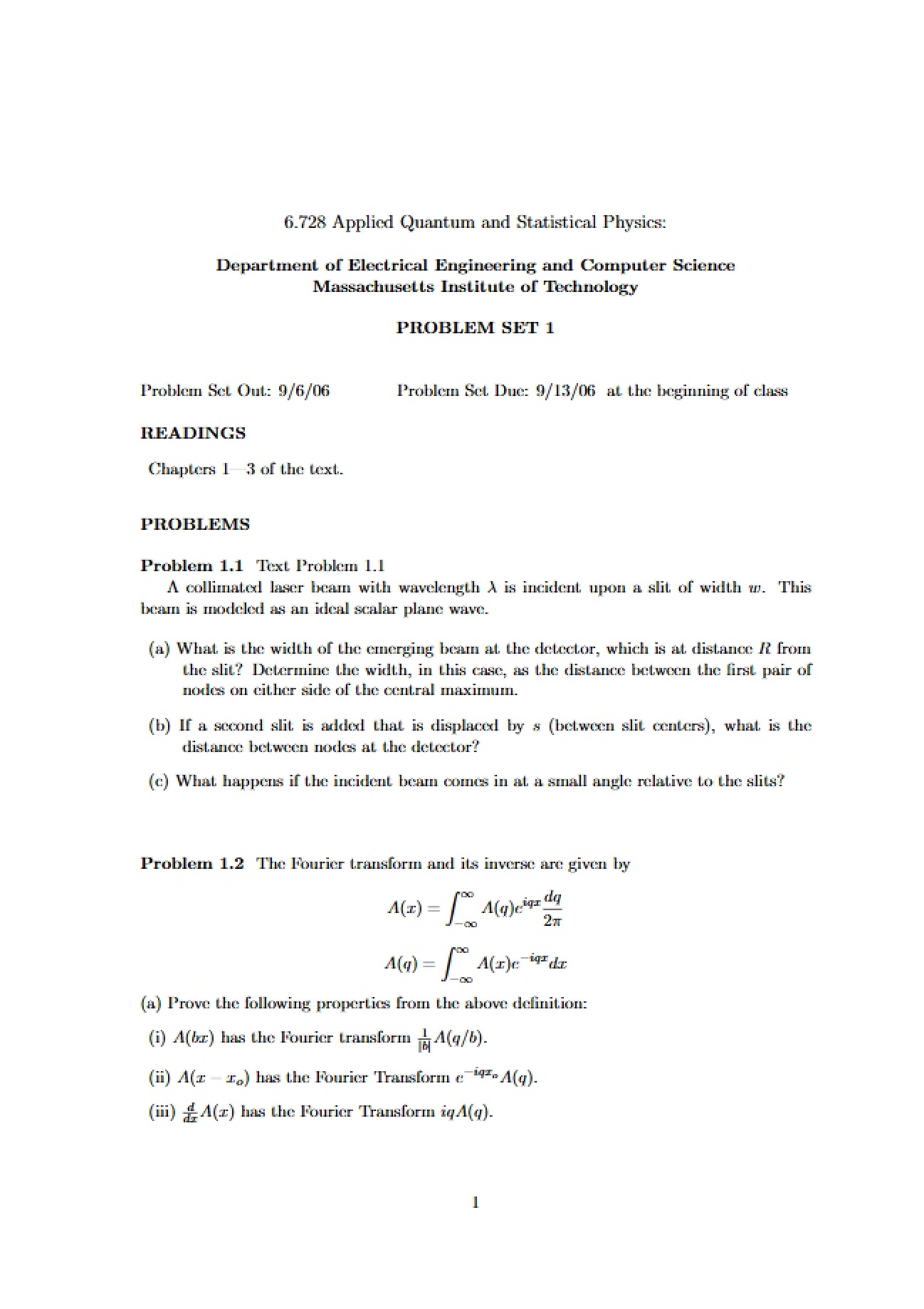 Assigned Problem Set 1