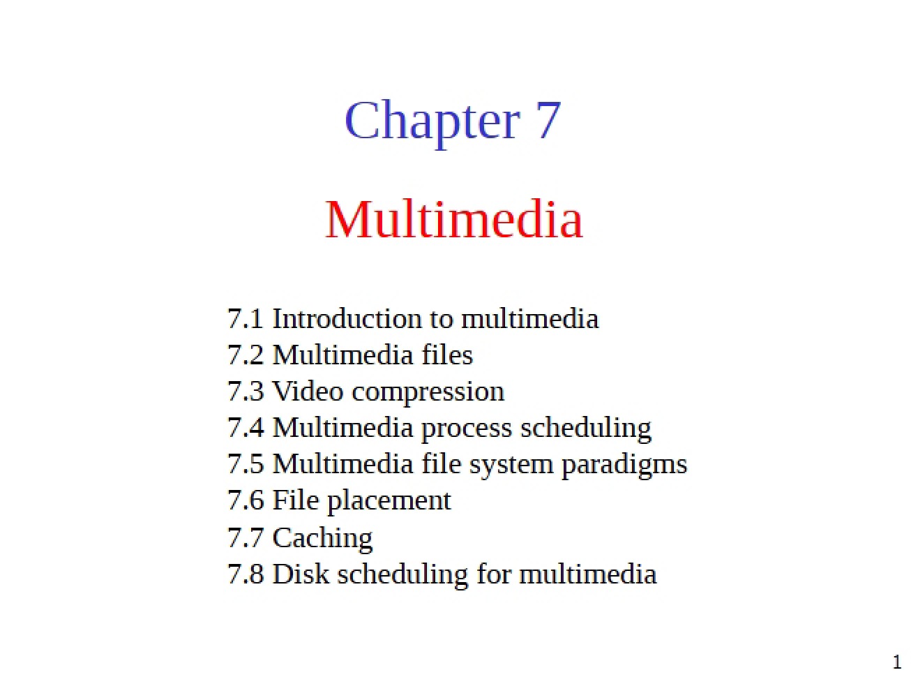 Multimedia Systems