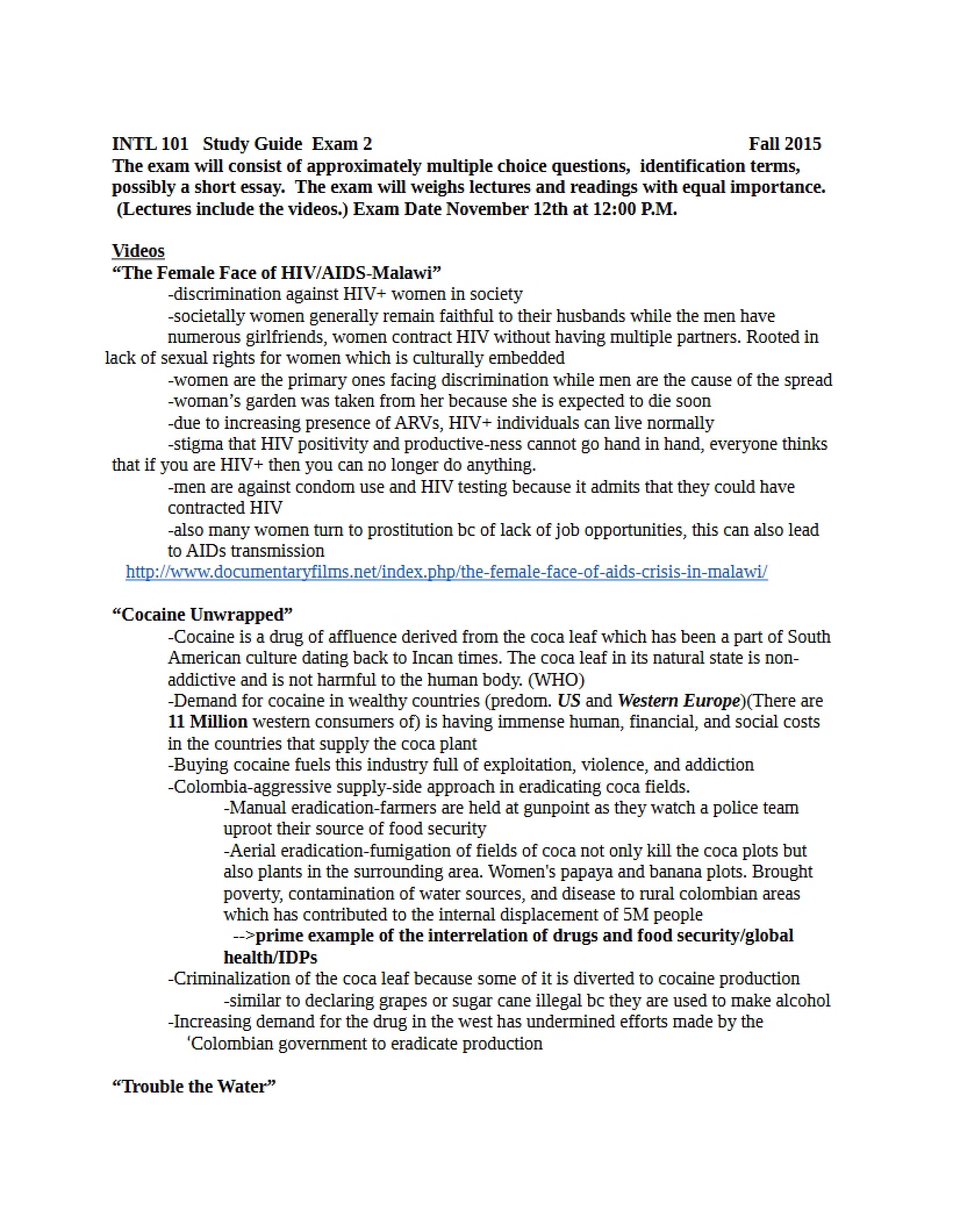 Study Guide 2 INTL 101