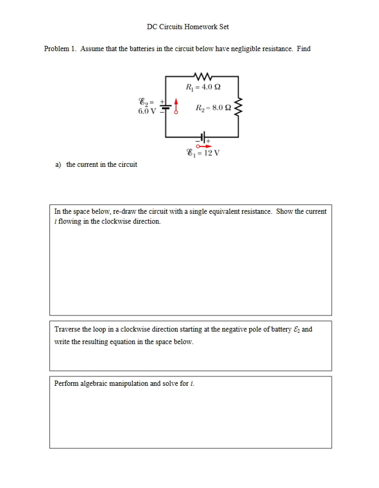 Homework DC Circuits