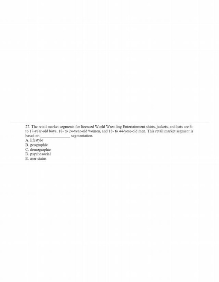 WWE Merchandise Market Segmentation Question