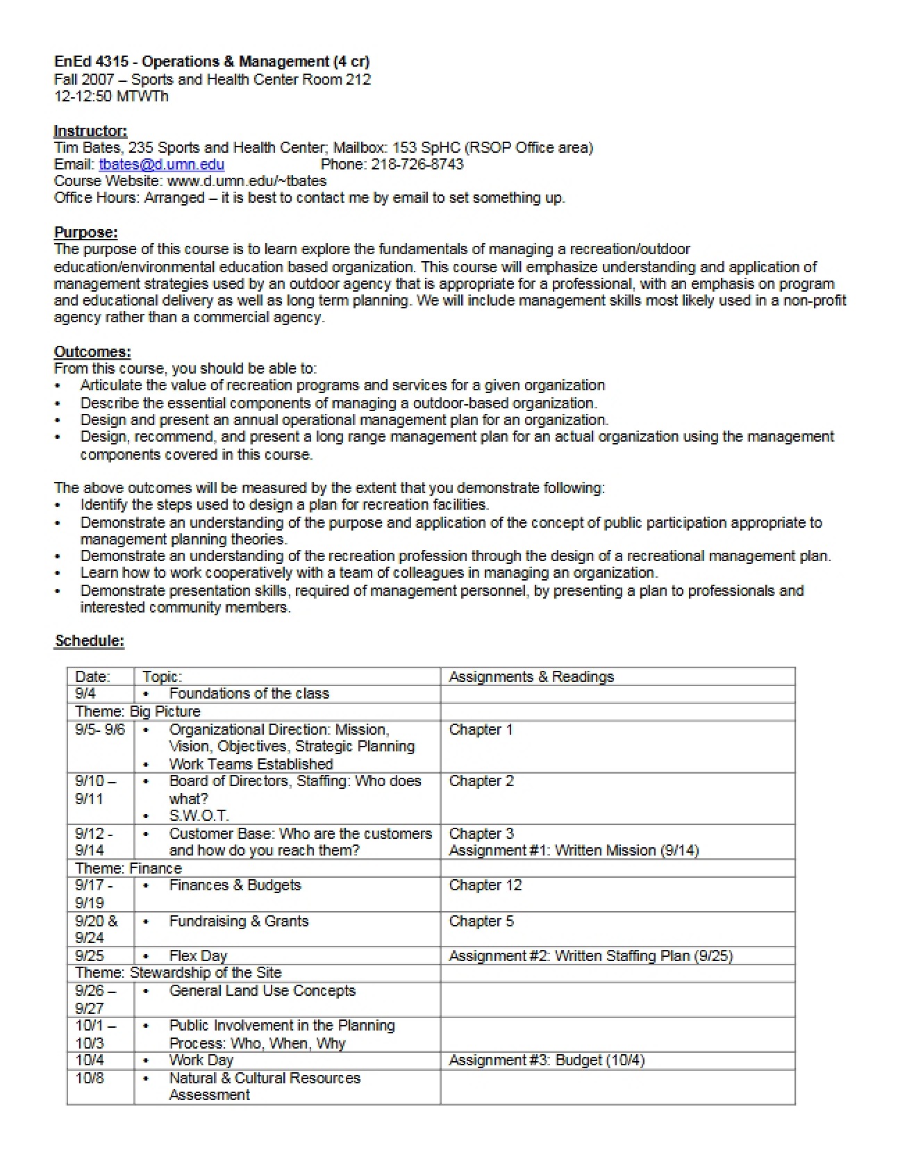 Operations and Management Syllabus