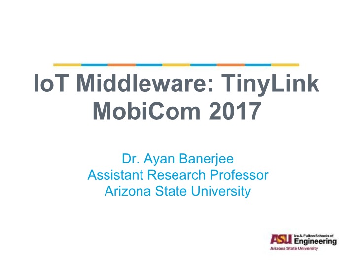 IoT Middleware - TinyLink Architecture and Code
