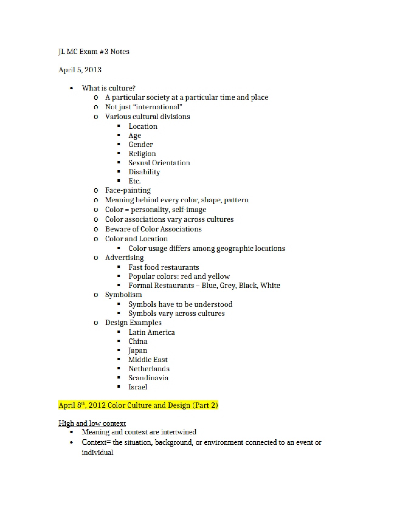 Notes for the Third Journalism Exam