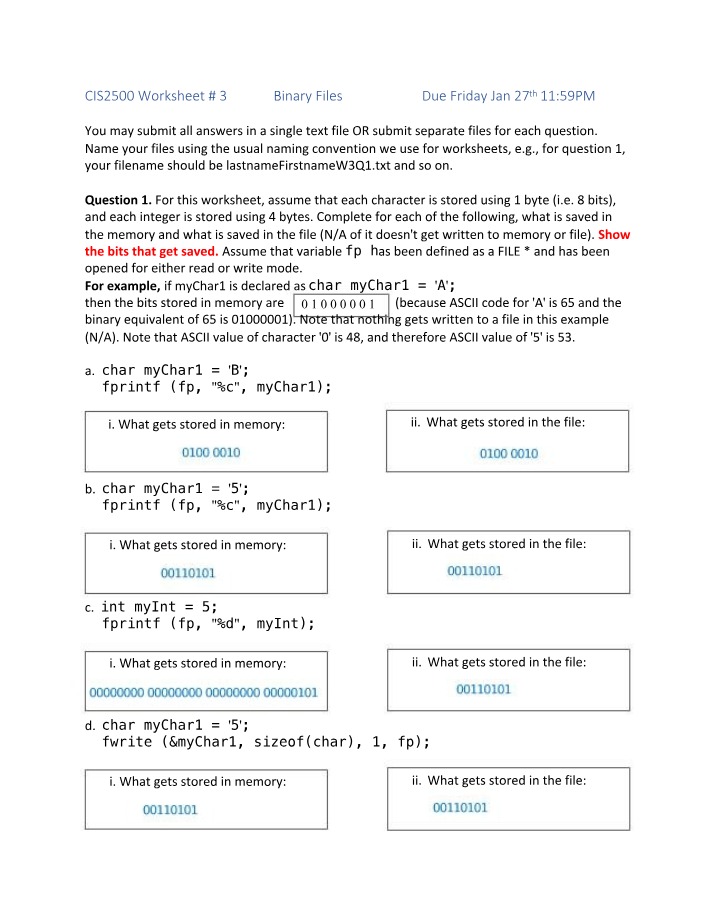 Worksheet 3 - Binary Files