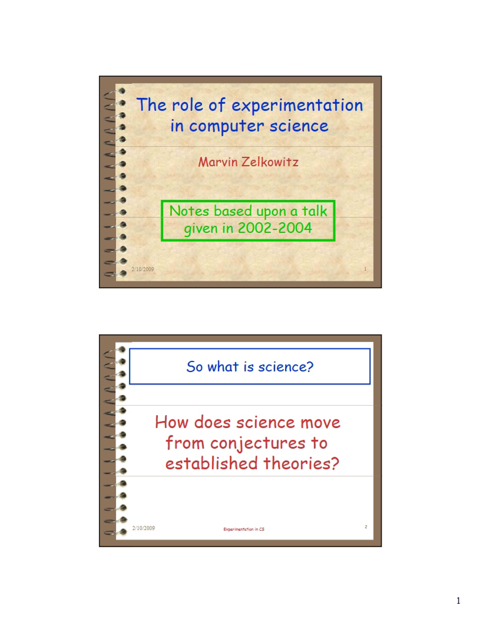 Experimentation Role in Computer Science