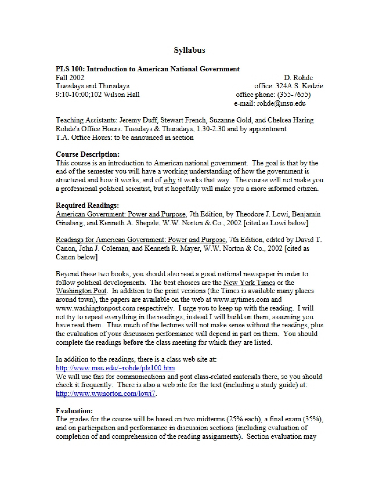 Fall 2002 Course Material