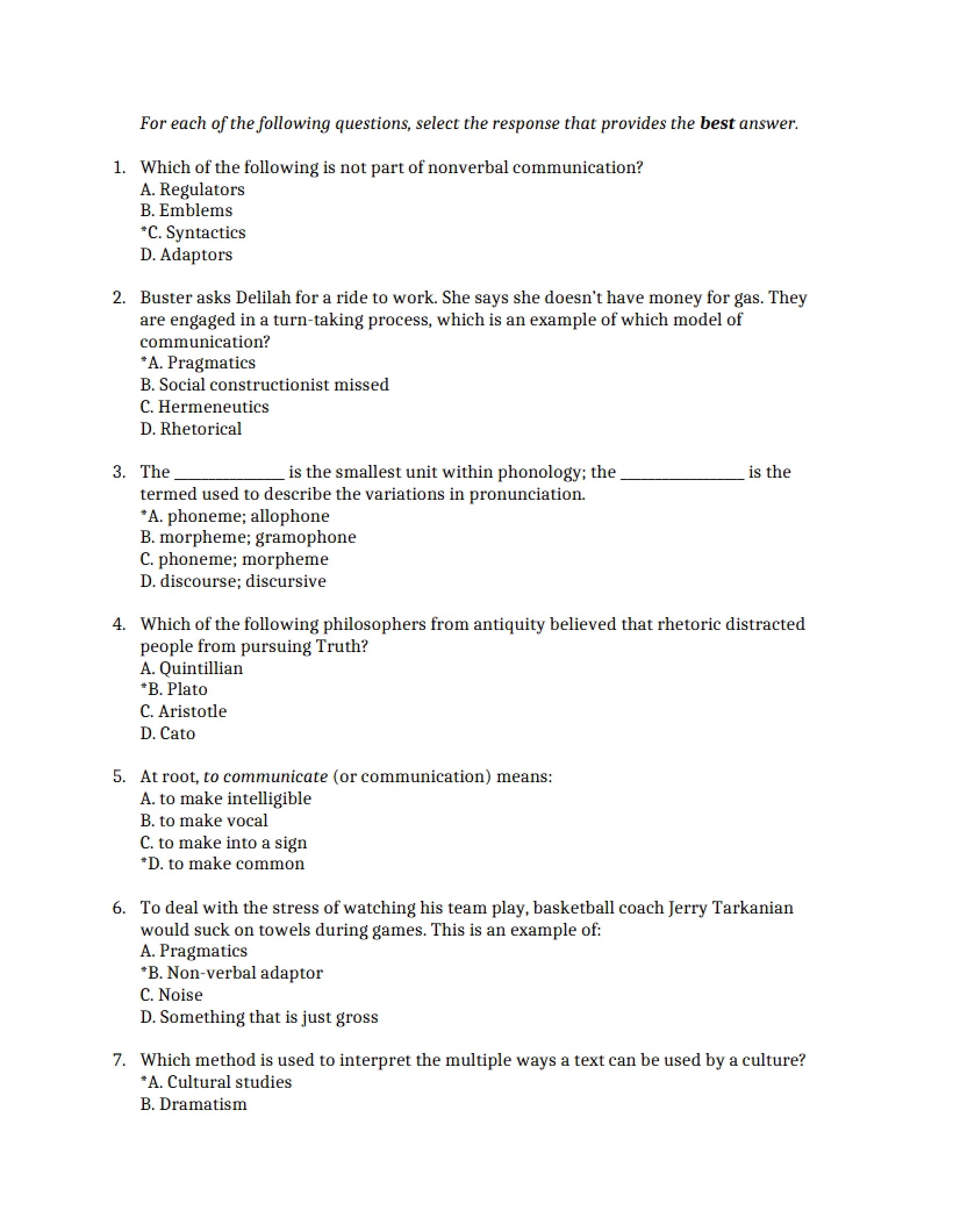 Concepts in Communication Test