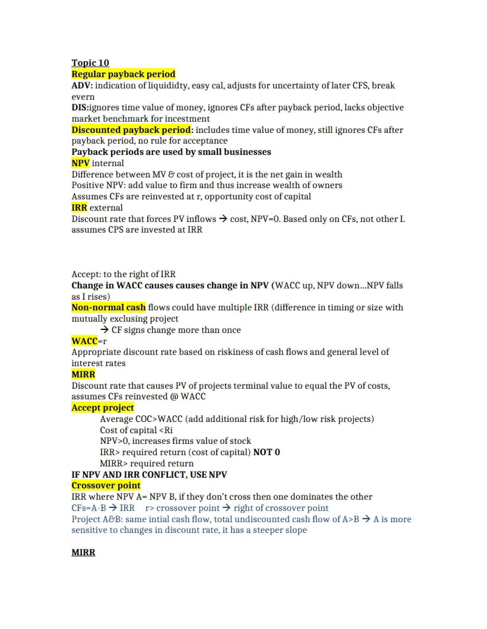 Payback Period Regular Method