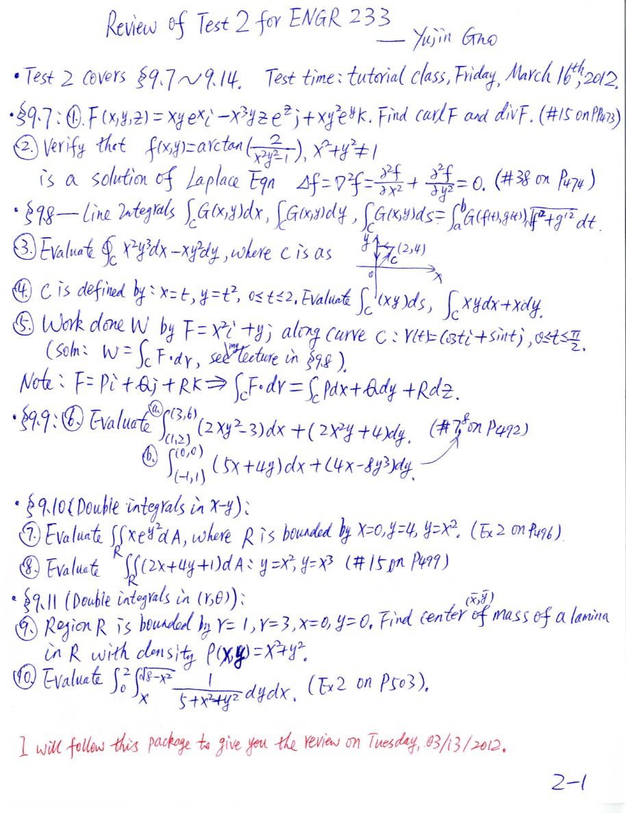 ENGR 233 - Test 2 Review