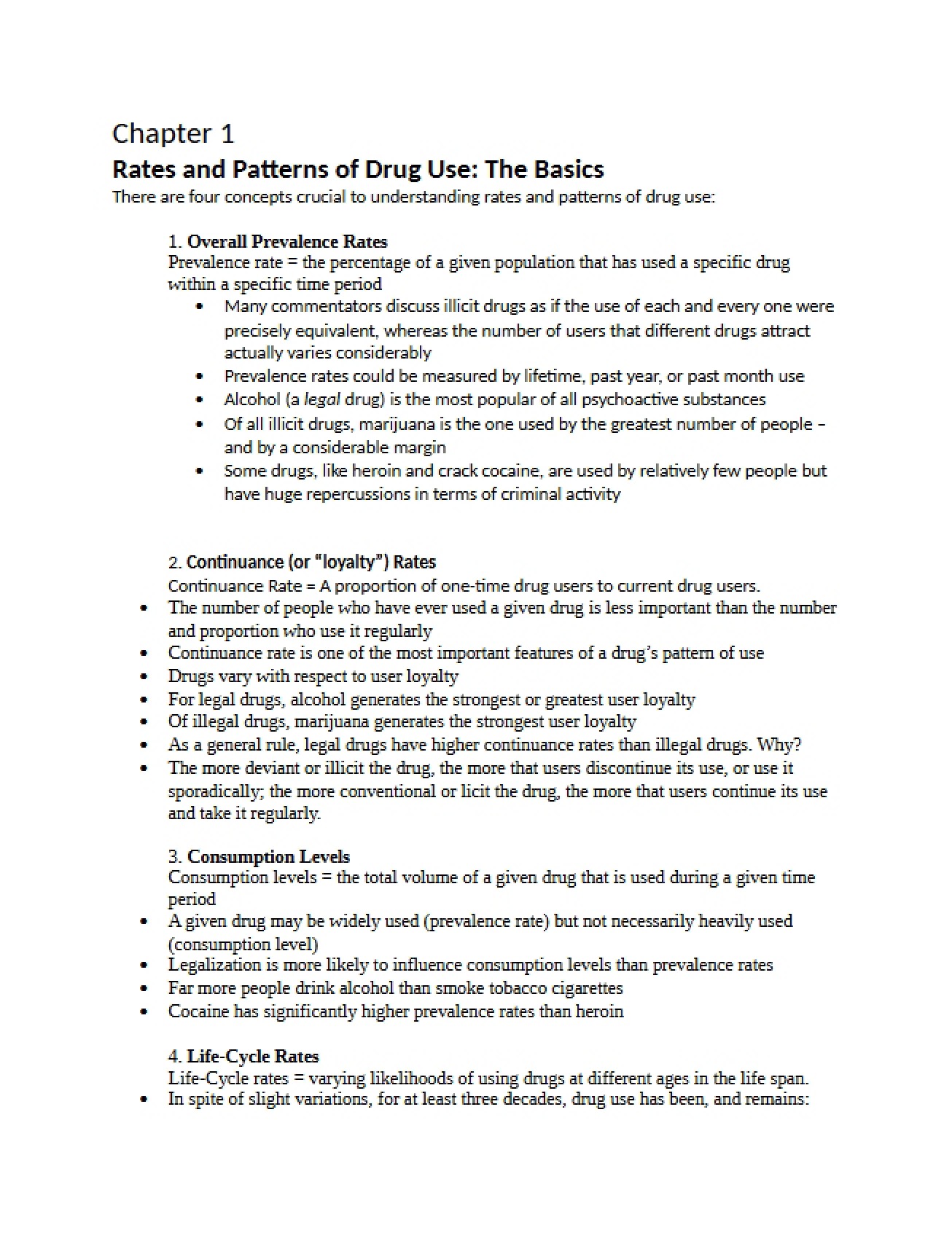 Drug Use Patterns and Rates
