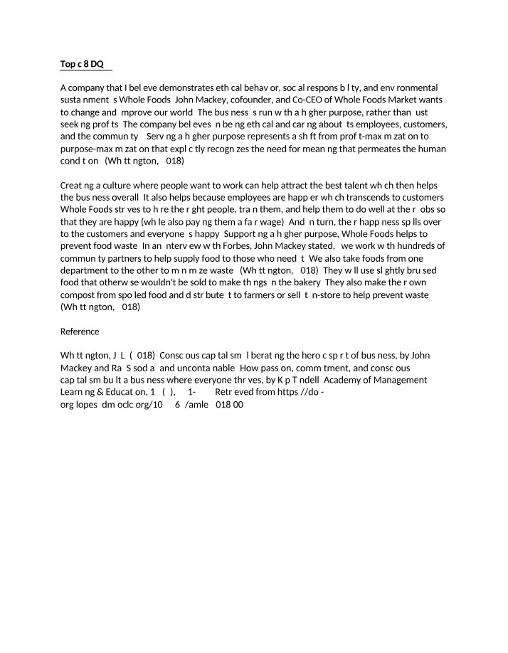 Whole Foods - A Model for Social and Ethical Behavior