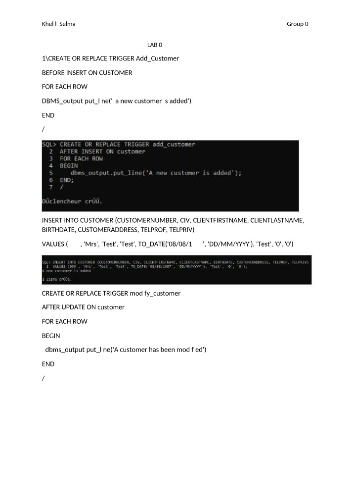 Customer Management Triggers - Add and Modify