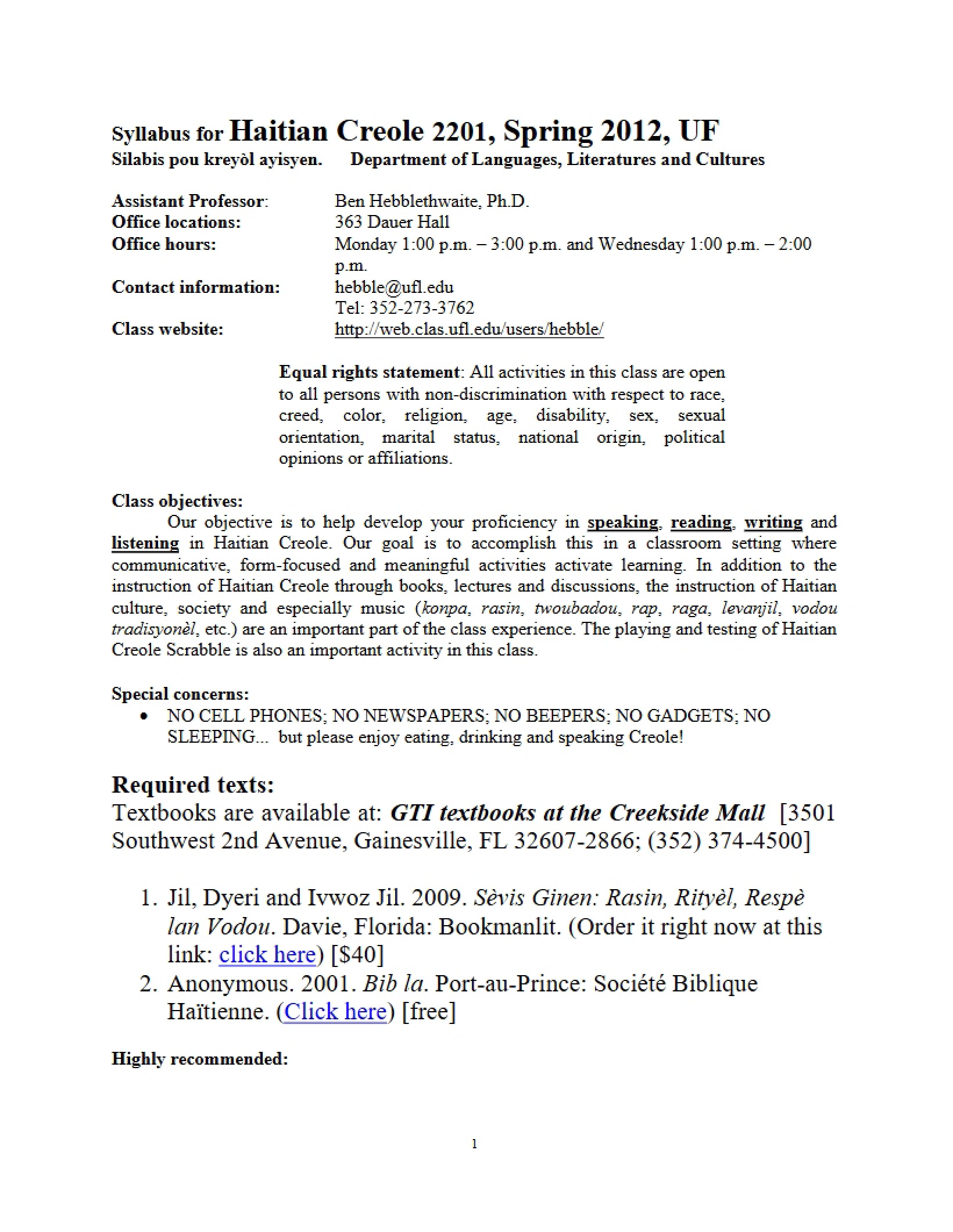 HAI 2201 Course Syllabus
