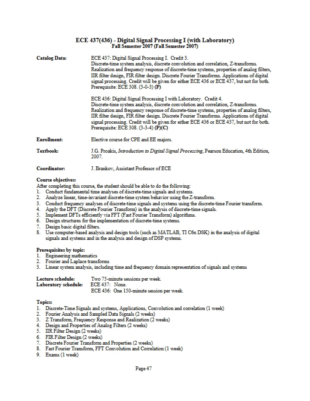 ECE 436 Course Description