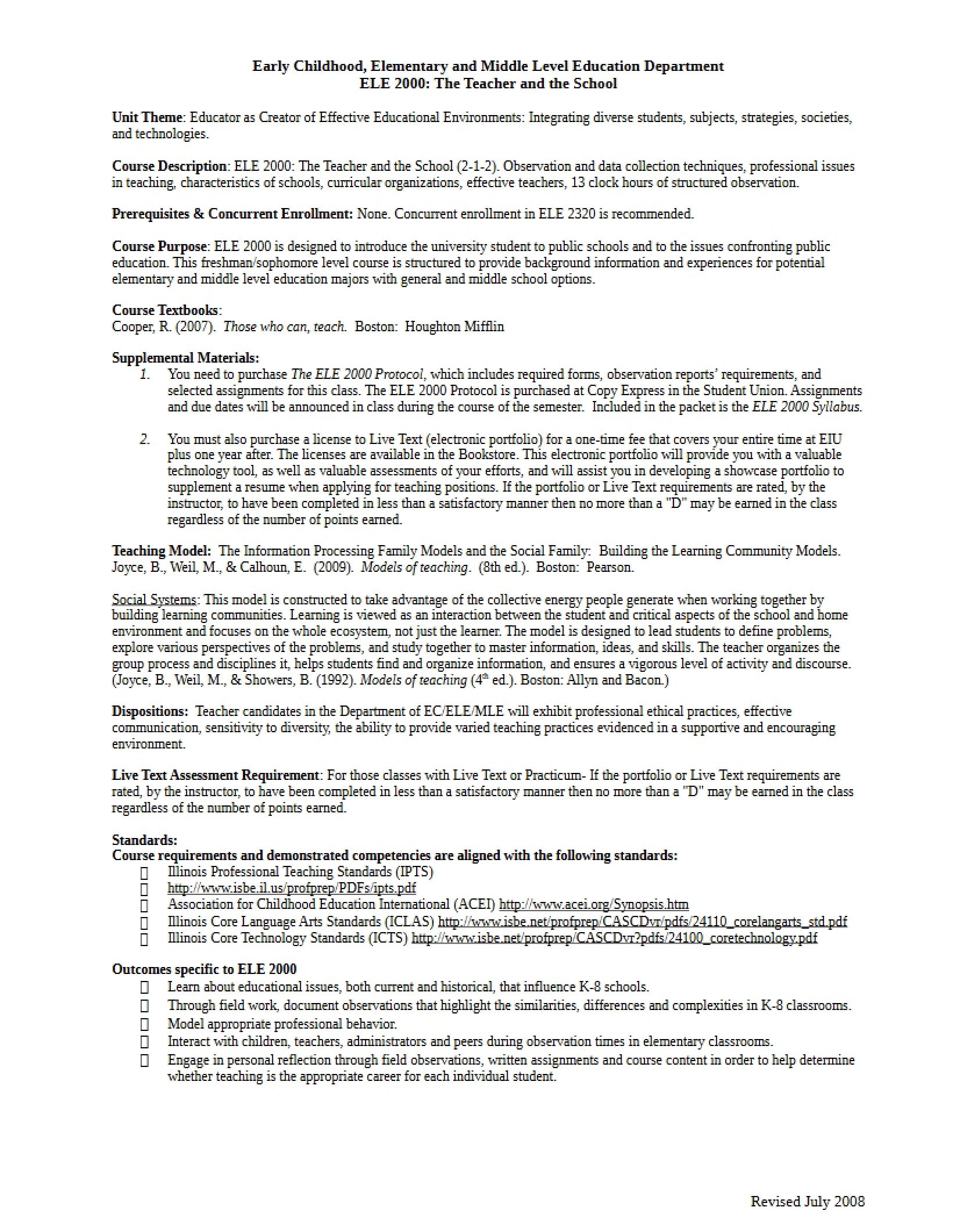 Syllabus - ELE 2000