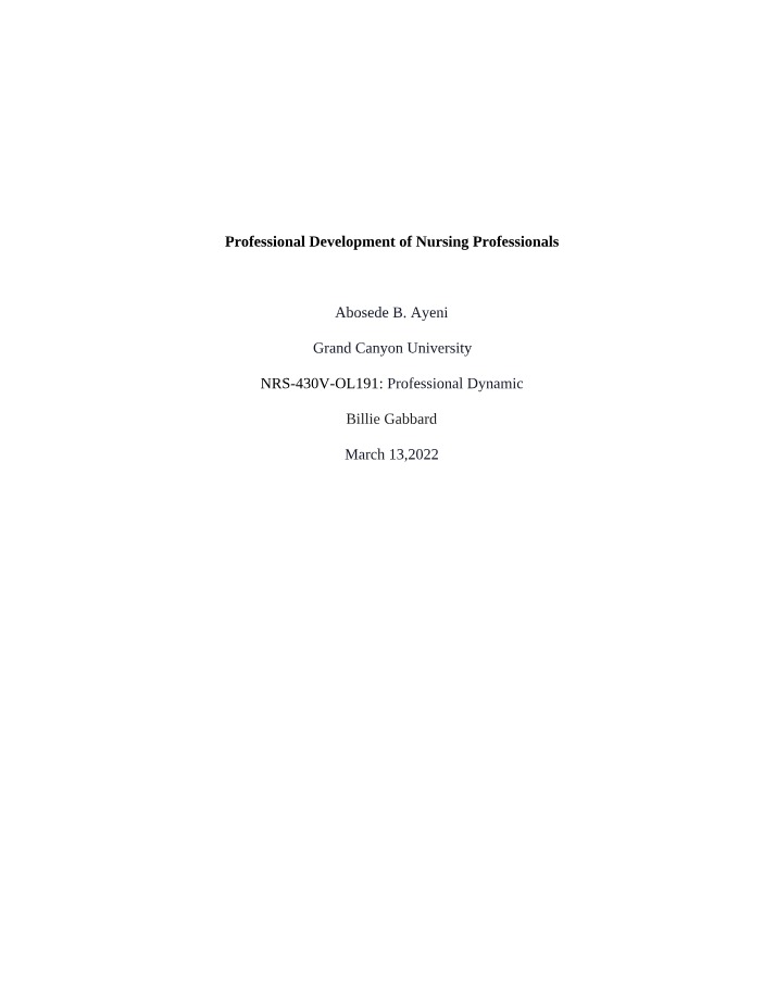 Nursing Professionals - Professional Development