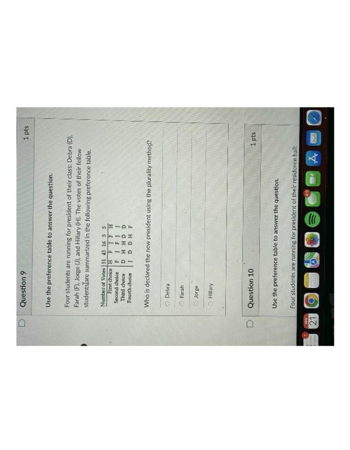 Plurality Method Practice Questions for Presidential Elections