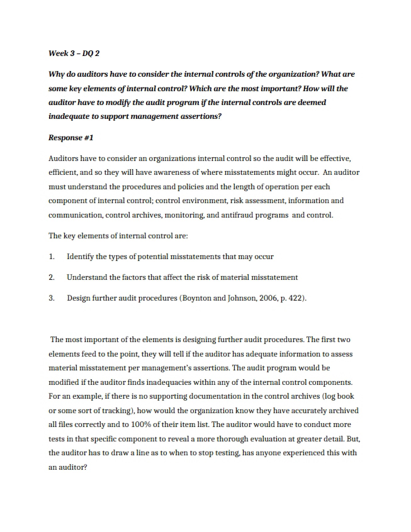 Advanced Auditing Assignment